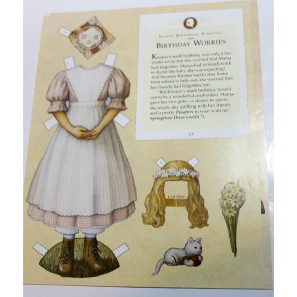 American Girl Kirsten Paper Dolls Kit Cut Out Old Fashioned Outfits Pleasant Co - Picture 10 of 13